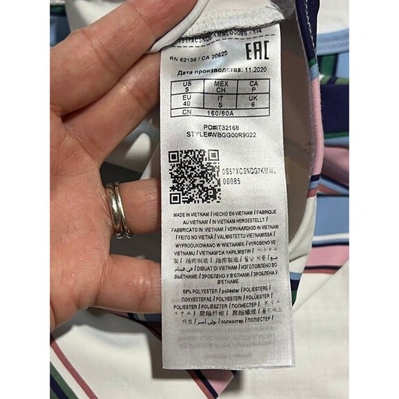 Guess logo Women's striped White/Pink scoop back thong Bodysuit snap closure EUC - Picture 8 of 11